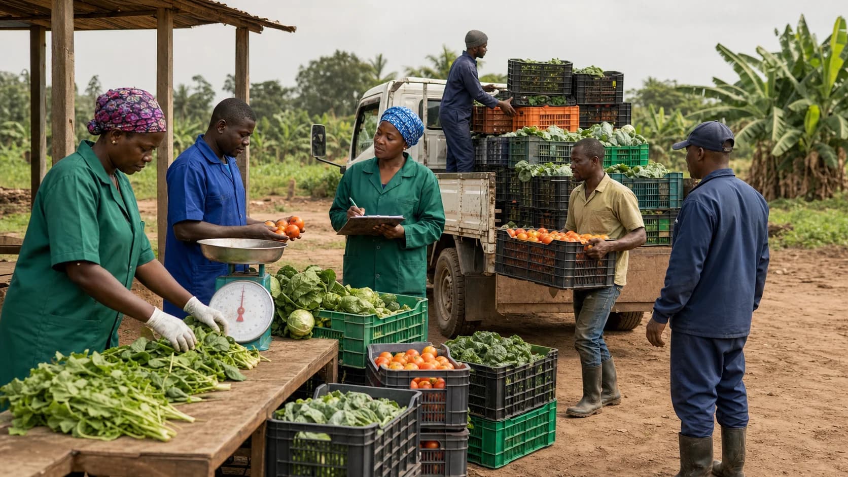 Farm produce being prepared for cooperative aggregation and market access